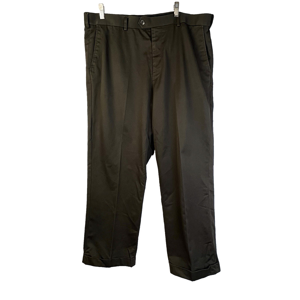 Sag Harbor Cuffed Pants Men 40 x 30 Dark Brown Cotton Career Work Preppy